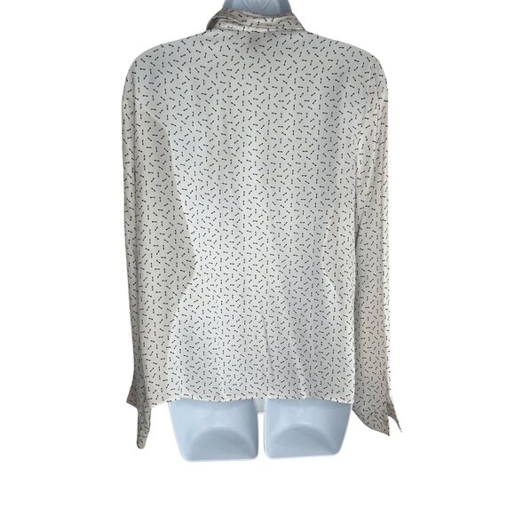 Atmosphere Womens Long Sleeve Button-Up Blouse White/Black Arrows Print Size 8 - Picture 2 of 7